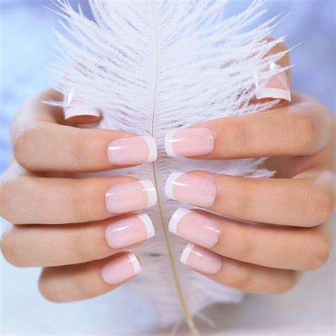 ForeverLily 24Pcs Fake Nails White French Nail Classical Full Cover