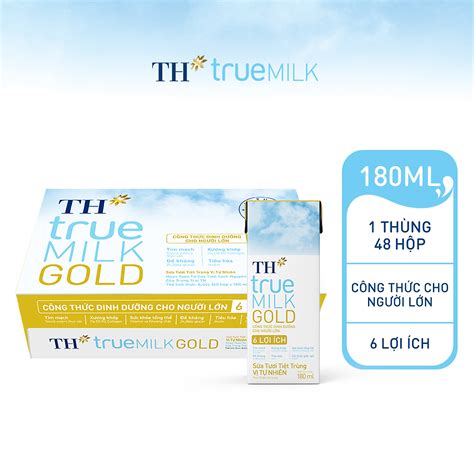 Thùng 48 hộp sữa tươi tiệt trùng vị tự nhiên TH true MILK GOLD dành cho