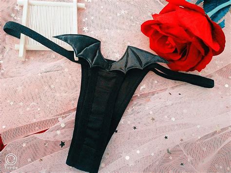 Womens Anime Cosplay Panties Cute G String Thongs Bikini Lingerie Angel Black White Devil Wings