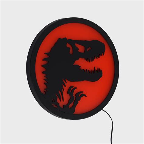 Jurassic Park T Rex Logo Led Wall Light Sign 12 Inches Tall Ukonic