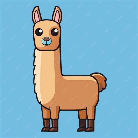 cartoon   llama   blue background premium ai generated vector