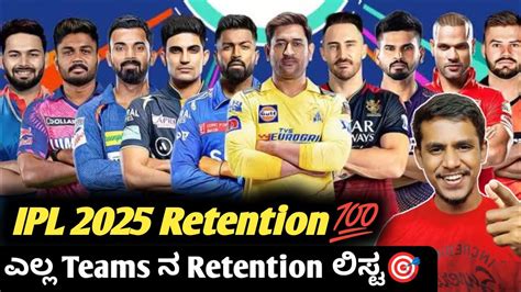 List Of Possible Retentions Of All Teams For IPL 2025 Kannada IPL 2025