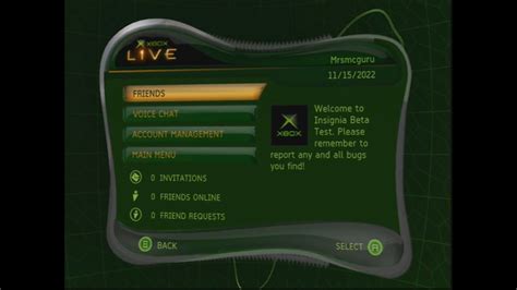 Original Xbox Live Main Menu Youtube