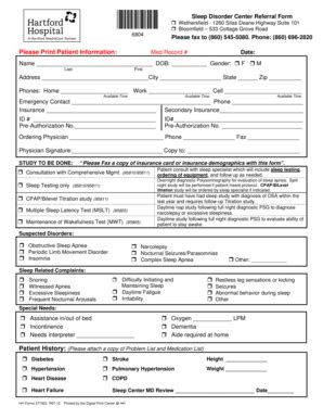 Fillable Online Harthosp Sleep Disorder Center Referral Form 571922