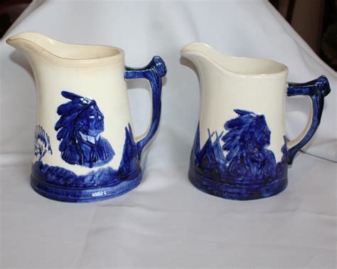 Bargain John S Antiques Old Sleepy Eye Cobalt Blue And White Pitcher