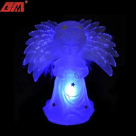 Wholesale Color Changing Glass Fiber Optic Angel Figurines With Led For