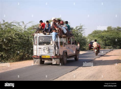 overcrowded vehicle madhya pradesh india stock photo alamy