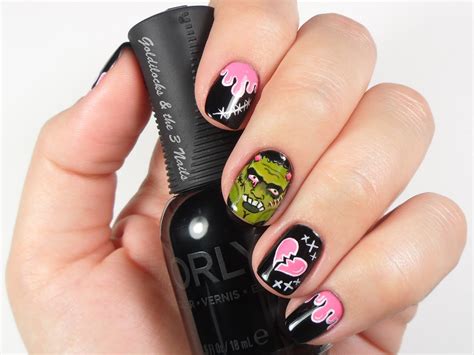 Goldilocks And The Three Nails Pop Art Frankenstein Nail Art