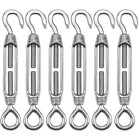 Pack Of 6 Turnbuckle Wire Tensioner M4 Stainless Steel Hook And Eye