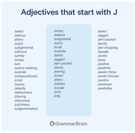 Big List of Adjectives That Start With J (Positive, Negative, Descriptive) | GrammarBrain