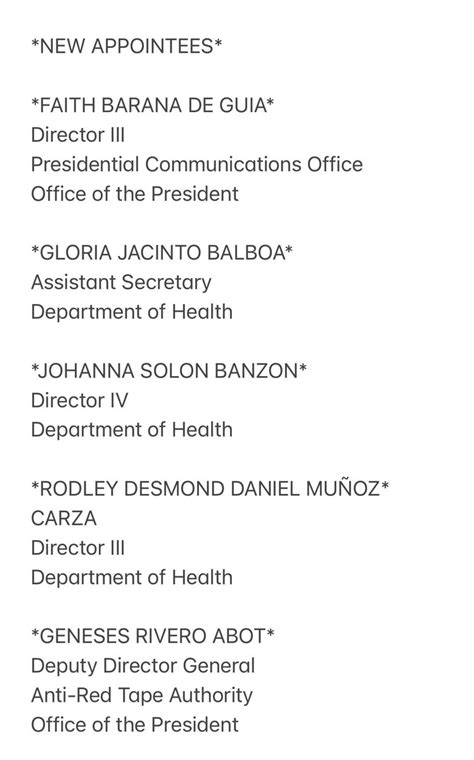 ABS CBN News On Twitter LOOK List Of New Government Appointees By