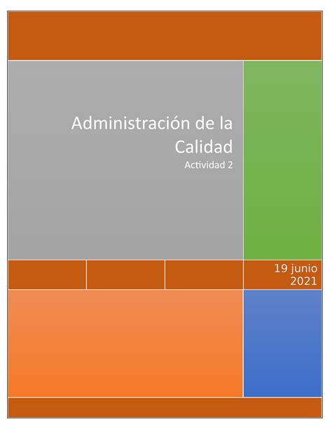 Administración De La Calidad Actividad 2 19 Junio 2021 Administración De La Calidad Actividad