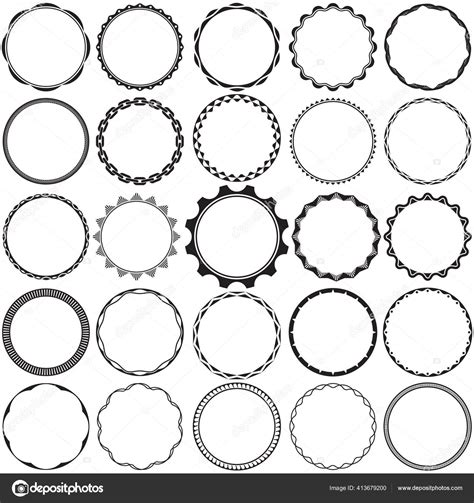 Collection Of Round Decorative Border Frames With Clear Background