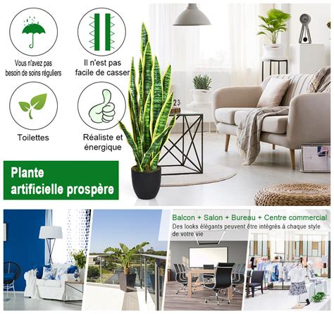 COSTWAY Plante Artificielle Déco Interieur Sansevieria Trifasciata