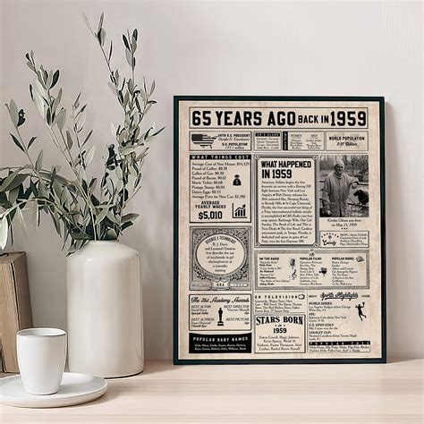 1959 Newspaper Sign Board Custom 65th Birthday Poster 1959 Events