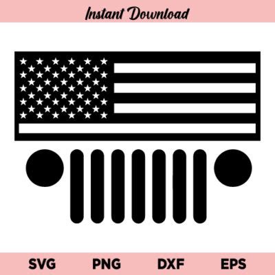 Jeep Grill SVG, Jeep Grill US Flag SVG Cut File, Jeep Grill American ...