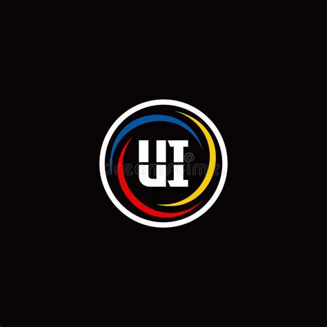 UI Monogram Logo Isolated On Circle Shape With 3 Slash Colors Rounded