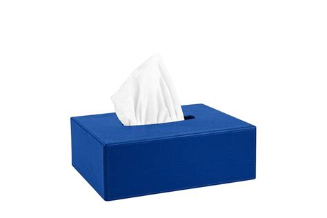 Leather Tissue Box Cover Royal Blue Square Granulated