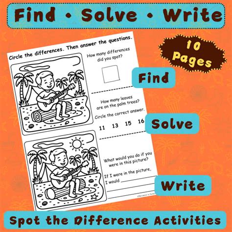 summer spot  difference worksheets math ela activities  st grade