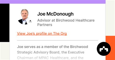 Joe Mcdonough Advisor At Birchwood Healthcare Partners The Org