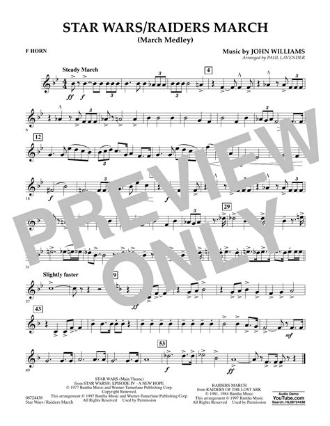 Star Wars Raiders March F Horn Sheet Music Paul Lavender Concert Band