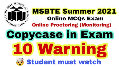 Msbte Summer Copy Case Warning In Online Mcq Based Exam