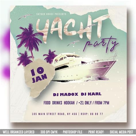 Premium PSD Yacht Party Boat Party Flyer Template