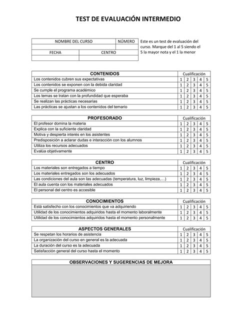 Test De Evaluaci N Intermedio Pdf Descarga Gratuita