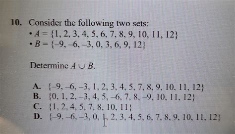 Solved 10 Consider The Following Two Sets • A {1 2 3