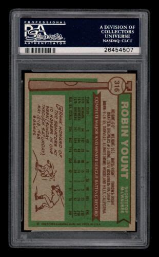 1976 Topps Set Break 316 Robin Yount PSA 8 NM MT EBay