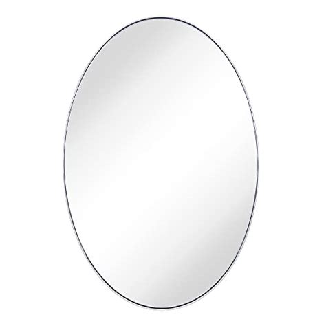 Gracto Oval Brushed Nickel Metal Framed Bathroom Mirror For Wall In Stainless Steel Modern