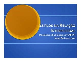 Estilos Na Rela O Interpessoal Ppt