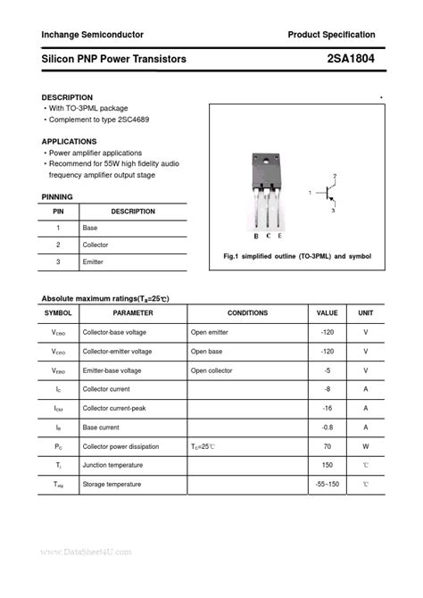 Sa Datasheet Transistor Equivalent Inchange Semiconductor