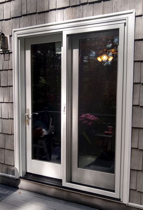 New Wood French Patio Door On Shingle Style Home