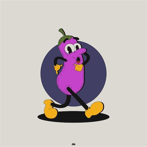 Premium Vector Eggplant Mascot Cartoon Character Illustration