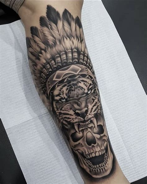 Caveira Cocar De Indio Tatuagem Panturrilha News Fotos Tatuagem