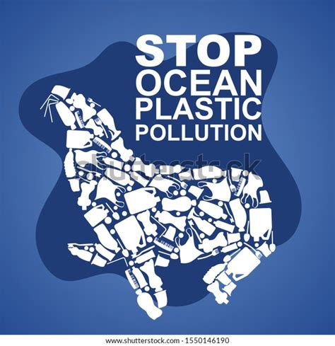 Stop Ocean Plastic Pollution Ecological Poster Stock Vector Royalty