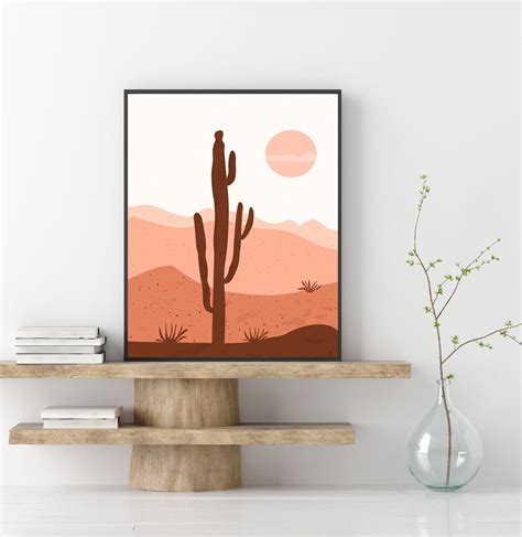 Mid Century Modern Desert Print Arizona Desert Boho Wall Art Etsy