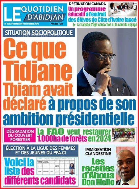 Titrologie D Cembre Revue De La Presse Ivoirienne La Can