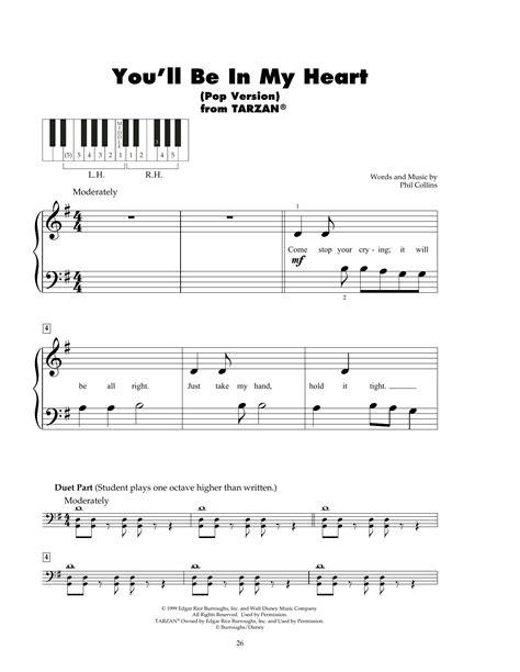 You Ll Be In My Heart From Tarzan By Phil Collins Sheet Music For