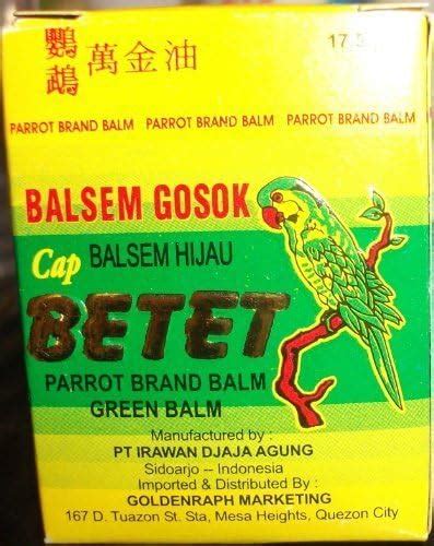 Jp： Cap Betet Parrot Brand Green Balm Balsem Gosok Balsem