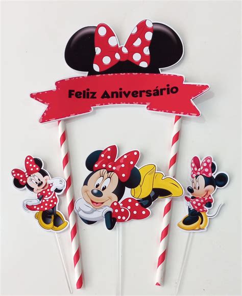 Topo De Bolo Minnie Vermelha Elo Produtos Especiais