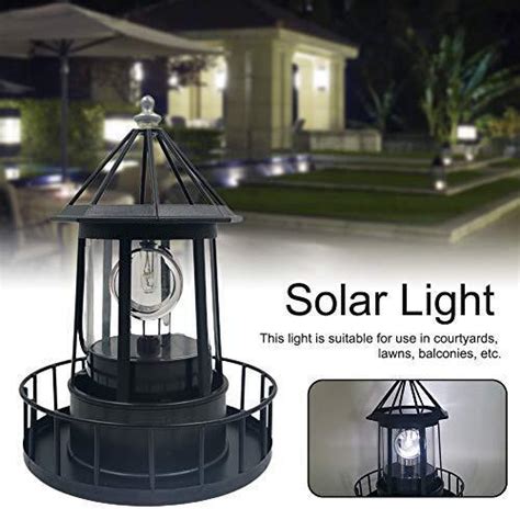 Led Solar Powered Lighthouse Degree Rotating Lamp Ip Waterproof