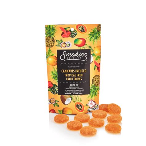 Smokiez Edibles Smokiez Sativa Tropical Fruit Chews 100mg 10pk Oh Leafly