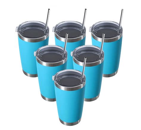 Paquete De 6 Vasos Azules De Acero Inoxidable Coppel