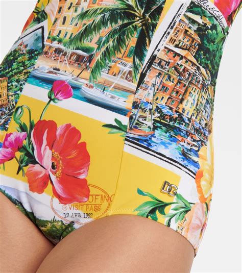 Portofino Printed Balconette Swimsuit In Multicoloured Dolce Gabbana