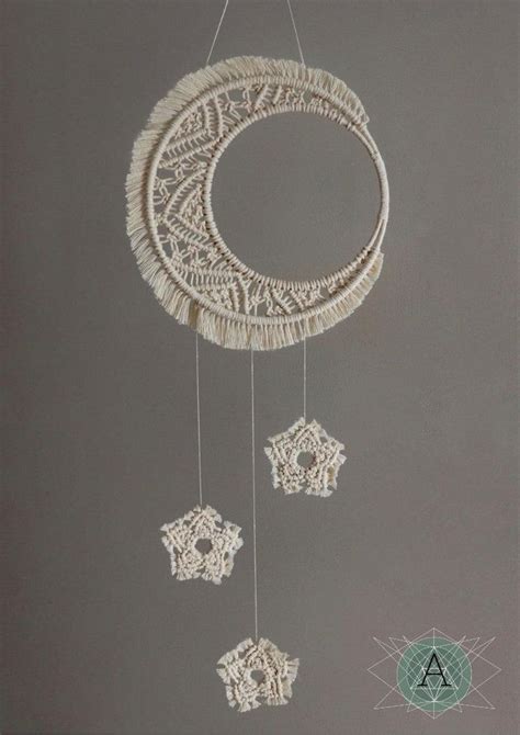 Macrame Moon And Stars Dream Catcher Bedroom Or Nursery Vegan