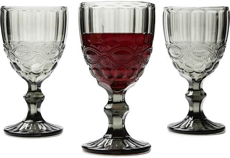 Taganov Wine Glasses Set Of 3 Colored Water Goblets 10 Oz Wedding Party Red Wine