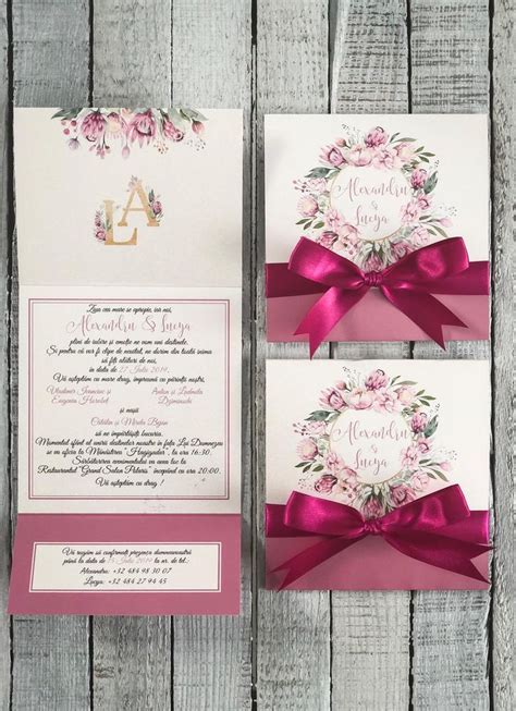 Invitatie Cu Funda Pink Dream Weddy Invitatii De Nunta