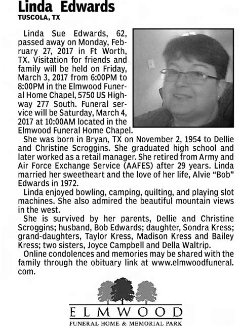 Obituary For Linda Sue Edwards ™